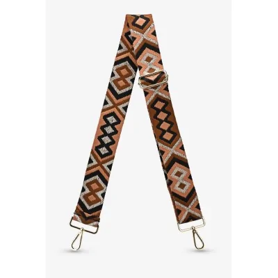 Ethnic Fabric Shoulder Strap in Camel and Brown