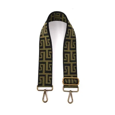 Bolsa Tiracolo Padrão Grego Cáqui e Preto