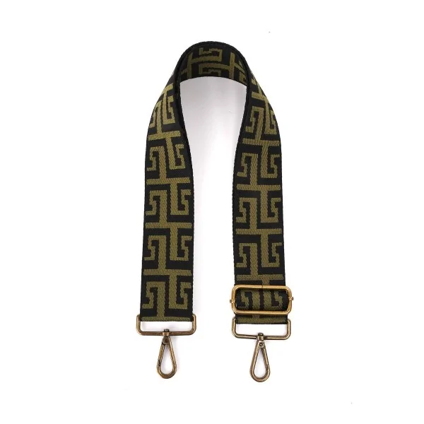 Greek Pattern Shoulder Strap in Khaki and Black
