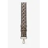 Bandolera de Tela Étnica Negra y Beige | Correa Ajustable con Motivo Azteca