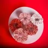 Set of 5 red and white printed scrunchies