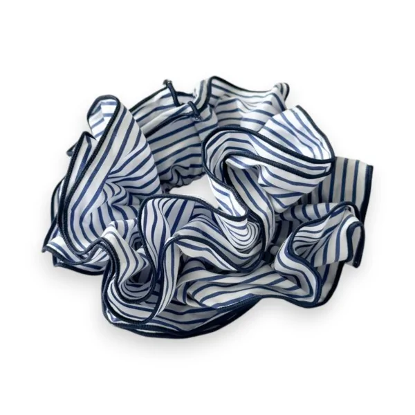Elástico de cabelo listrado azul marinho e branco