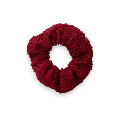 Bordeauxrote Scrunchie mit Locken