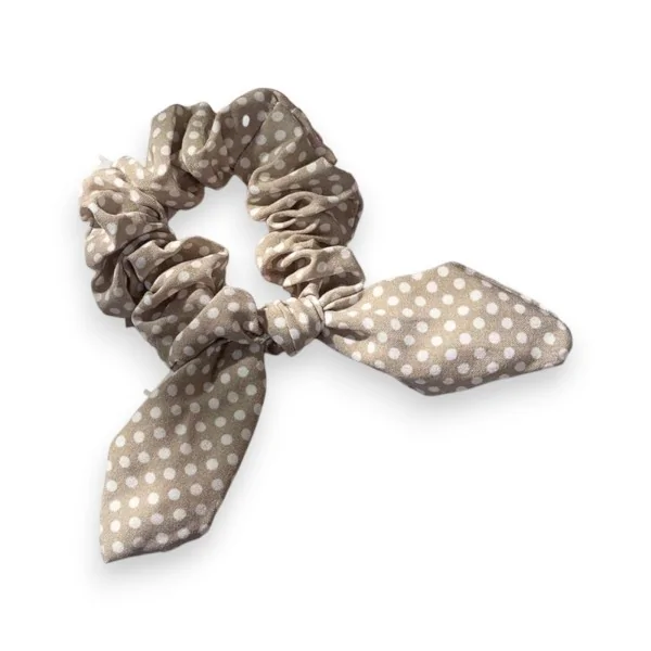 Elastico per capelli fantasia a pois Beige e Bianco