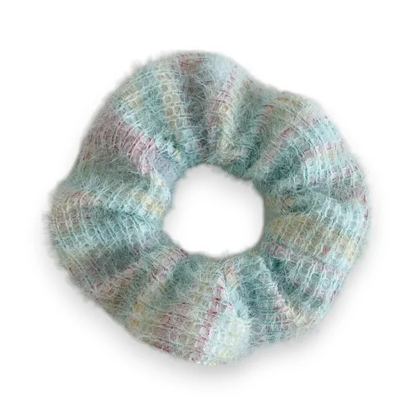 Elastisches Haargummi aus Strick in Pastellfarben