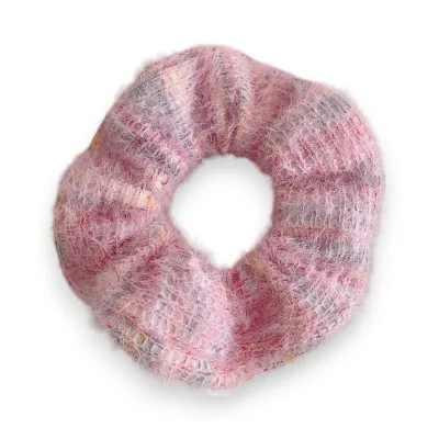 Elástico para cabelo fantasia tricô rosa