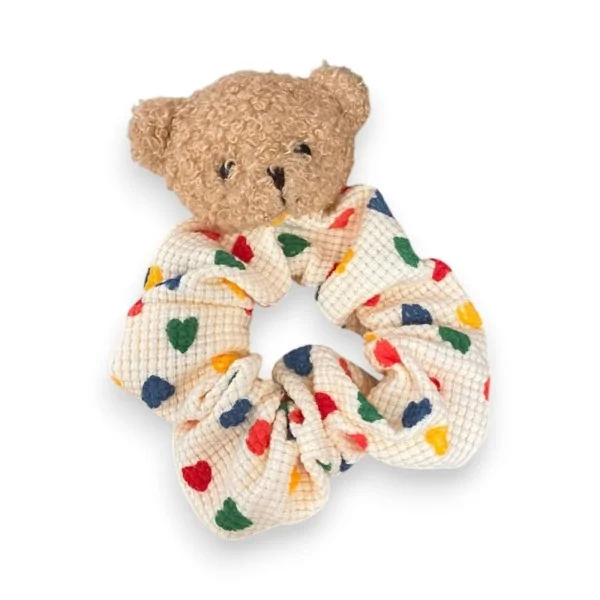 Fancy hair scrunchie with teddy bear plush
