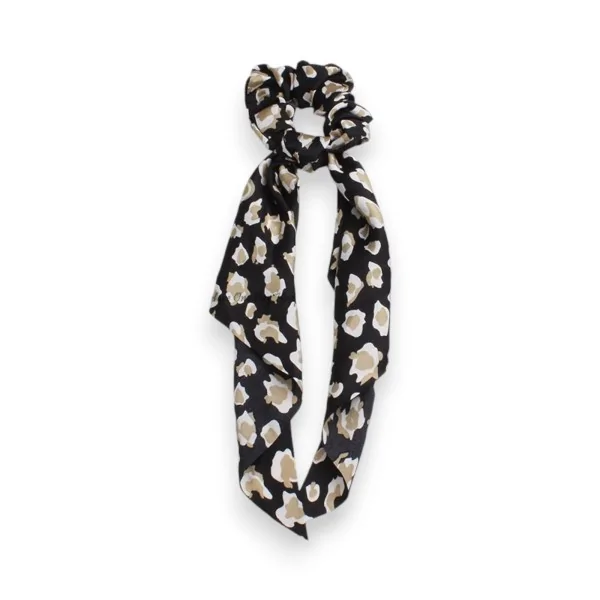 Scrunchie Lenço Leopardo Preto e Bege