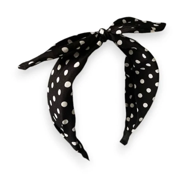 Tiara de bolinhas Preto e branco retrô chique