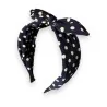 Fancy headband with navy blue and white polka dots