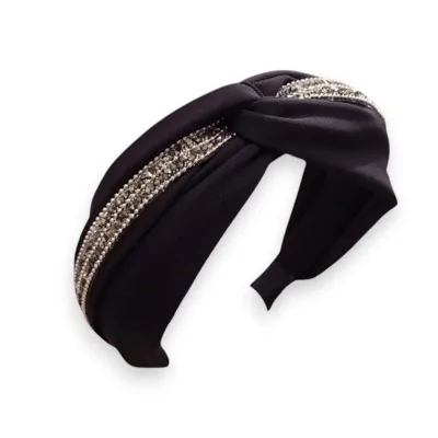 Tiara preta decorativa com strass