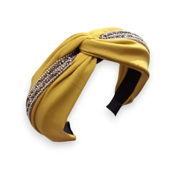 Modischer senfgelber Haarreif mit Strass