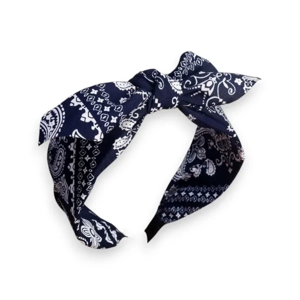 Tiara decorativa com estampa de bandana azul marinho