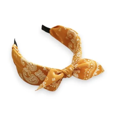 Faixa de Cabelo Bandana Estampada Mostarda