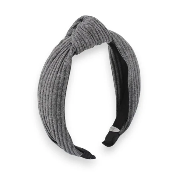 Graues Strick-Haarband mit fantasievollem Design