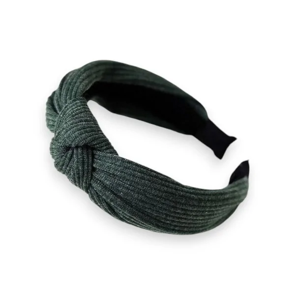 Diadema de punto verde botella