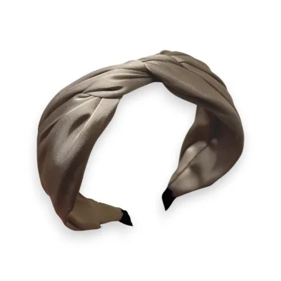 Fancy taupe twisted bow headband