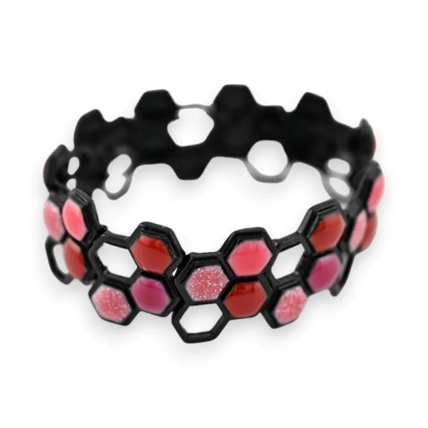 Ikita pink and red honeycomb elastic bracelet