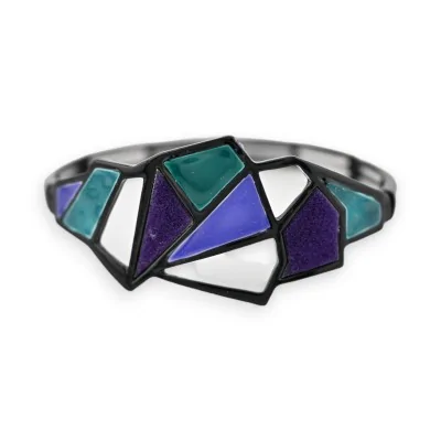 Modisches elastisches Armband in Grün und Lila von Ikita