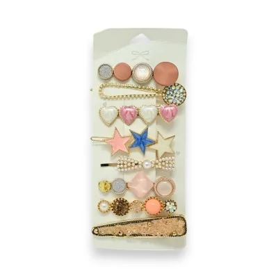 Conjunto de 8 grampos decorativos em tons de rosa