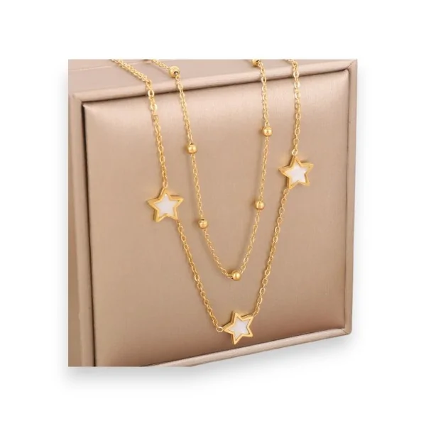 Collana doppia con stelle dorate madreperlate