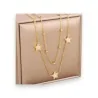 Golden double star necklace with pearly finish