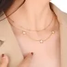 Collier Double Chaîne Étoiles Nacrées | Bijou Élégant Acier Doré