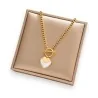 Collier Double Coeur Nacré Doré | Bijou Élégant Fermoir Toggle | Mode Tendance