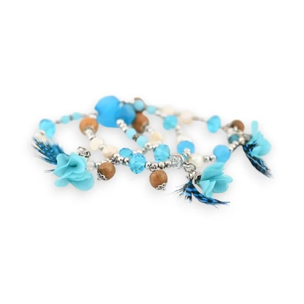 Conjunto de 3 pulseiras elásticas de fantasia turquesa