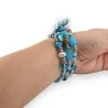 Trendy Elastic Turquoise Fashion Bracelets with Flowers & Feathers | Fashionable Style