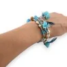 Trendy Türkisfarbene Elastische Modeschmuck-Armbänder mit Blumen & Federn | Modische Accessoires