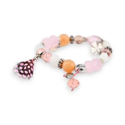 Pulseira elástica de fantasia Ikita rosa com pérolas de vidro Pulseira elástica de fantasia Ikita rosa com pérolas de vidro