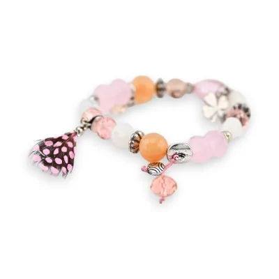 Pulseira elástica de fantasia Ikita rosa com pérolas de vidro