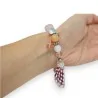 Bracelet Ikita Perles en Verre Rose | Bijou Fantaisie Élégant avec Plume