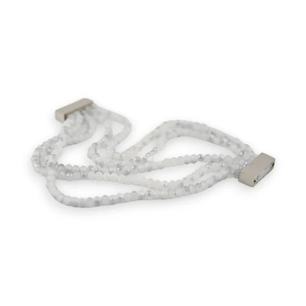 Mehrreihiges Modeschmuck-Armband mit glitzernden grauen Perlen