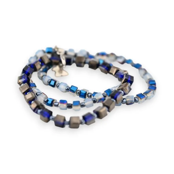 Set von 3 modischen Armbändern Ikita mit blauen Perlen