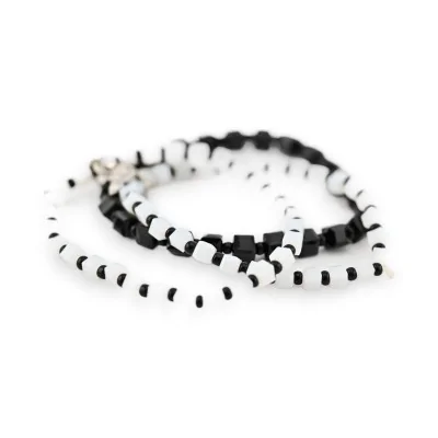 Conjunto de 3 pulseiras elásticas da moda Ikita Preto e branco