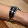 Montre Ernest Bracelet Feuille Argenté & Noir - Design Nature Élégant