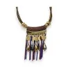 Collana Etnica con Frange Ikita - Gioiello Bohémien Viola e Dorato | Moda Trendy