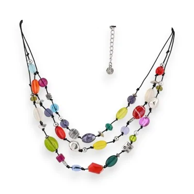 Collana multifilo Ikita con perline colorate