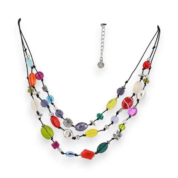 Collana multifilo Ikita con perline colorate