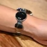 Reloj de Mujer Ernest Espejo Negro con Lunares | Pulsera Rígida Plateada de Moda