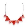Collier Fantaisie Triangle Ikita Rouge | Design Géométrique Coloré