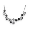 Collier Fantaisie Fleur de Nuit - Bijou Élégant Noir et Gris avec Strass