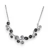 Night Flower Fantasy Necklace - Elegant Black and Gray Jewelry with Rhinestones