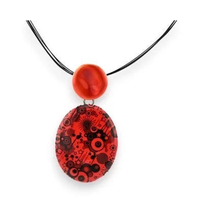 Ikita red geometric pendant fashion necklace