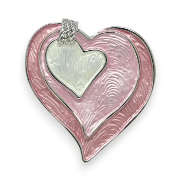Broche Corazón Rosa Pastel Magnética de Metal Plateado