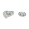 Soft Pink Heart Magnetic Brooch in Silver-Plated Metal