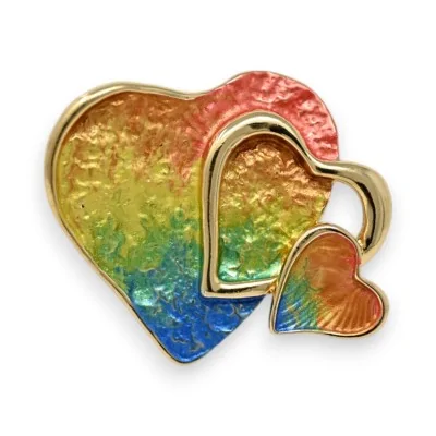 Magnetische Goldene Regenbogen-Herz-Brosche