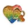 Magnetische Goldene Regenbogen-Herz-Brosche